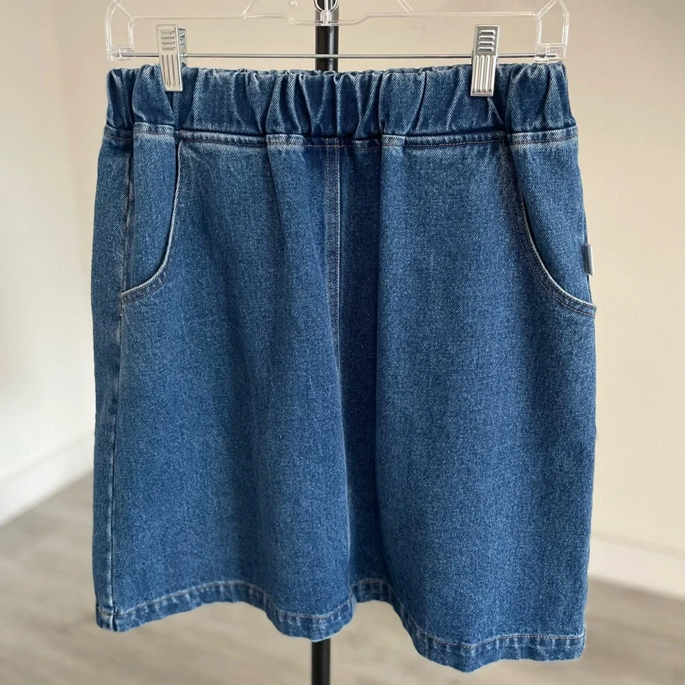 Le Bon Shoppe city denim skirt elastic waist pockets - Picture 5 of 9